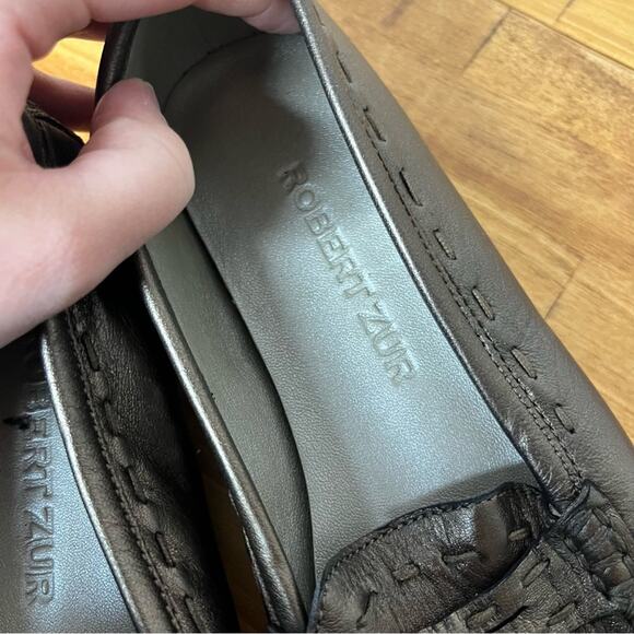 Robert Zur Bronze Metallic Leather Slip On Loafers Shoes Size 6 - Picture 2 of 7